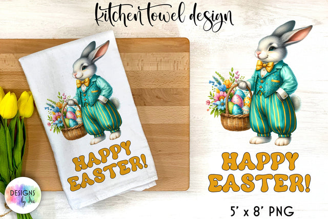 Cute Easter Bunny Sublimation | Kitchen Towel Design | Happy Easter Sublimation Designs by Ira 