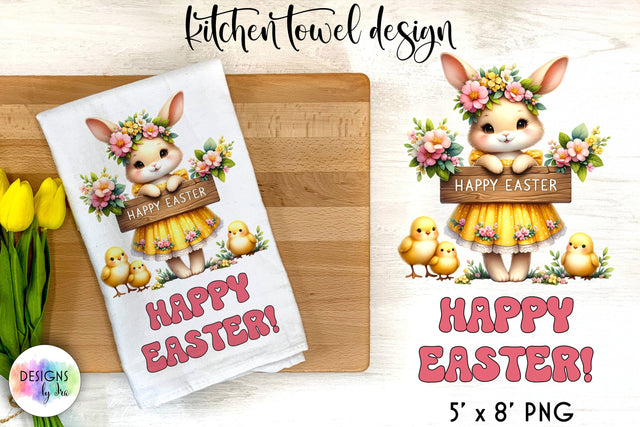 Cute Easter Bunny Sublimation | Kitchen Towel Design | Happy Easter Sublimation Designs by Ira 