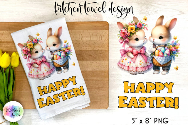 Cute Easter Bunny Sublimation | Kitchen Towel Design | Happy Easter Sublimation Designs by Ira 