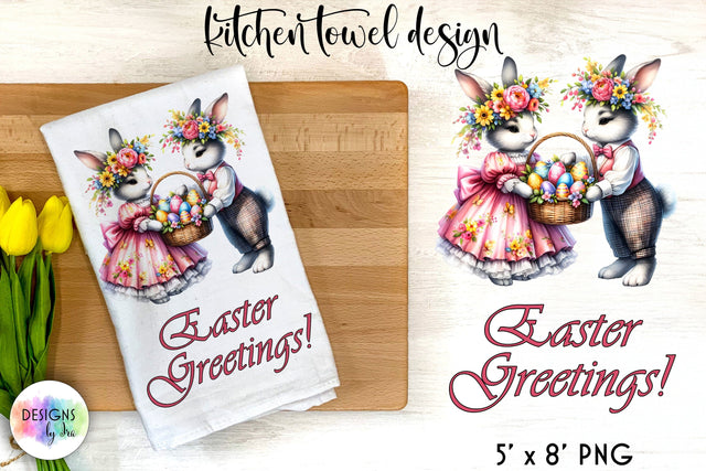 Cute Easter Bunny Sublimation | Kitchen Towel Design | Happy Easter Sublimation Designs by Ira 
