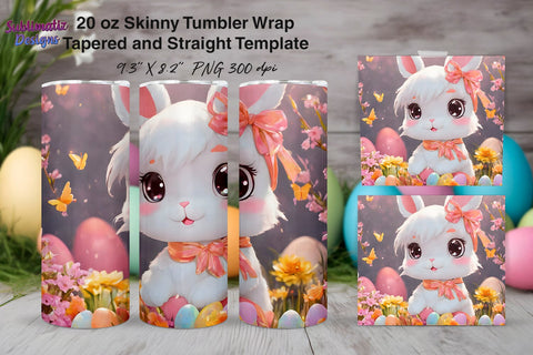Cute Easter Bunny Tumbler Wrap | 20oz Skinny Tumbler Wrap Sublimation Design Sublimation Sublimatiz Designs 