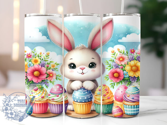 Cute Easter Bunny Tumbler Wrap, Cupcake Tumbler Design, 20oz Sublimation Wrap, Digital Download Tumbler, Spring Drinkware, Bunny Cupcake Art, Easter Party Supplies, Whimsical Tumbler Design Sublimation ToriDesigns 