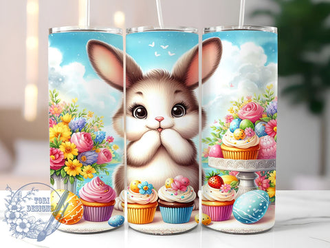 Cute Easter Bunny Tumbler Wrap, Cupcake Tumbler Design, 20oz Sublimation Wrap, Digital Download Tumbler, Spring Drinkware, Bunny Cupcake Art, Easter Party Supplies, Whimsical Tumbler Design Sublimation ToriDesigns 