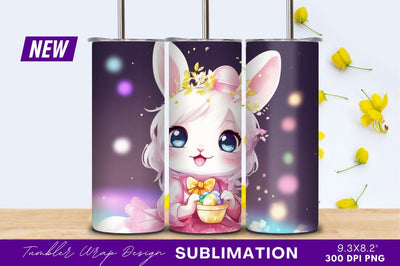 Cute easter bunny with eggs tumbler png Sublimation Regulrcrative 