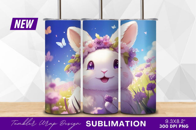 Cute easter bunny with flower crown illustration Sublimation Regulrcrative 