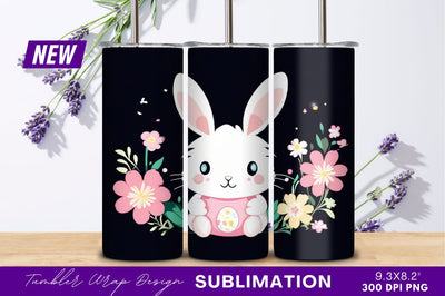 Cute easter bunny with flowers illustration Sublimation Regulrcrative 