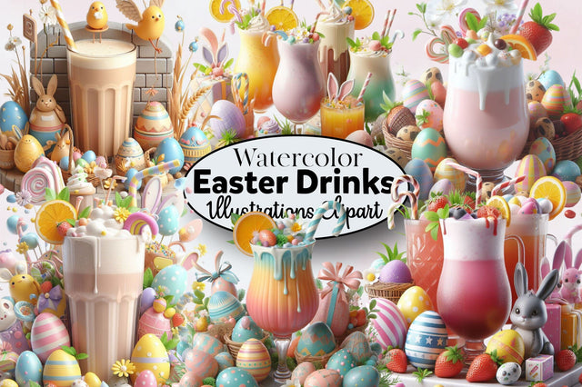 Cute Easter Drinks Sublimation Clipart Bundle Sublimation SVGArt 