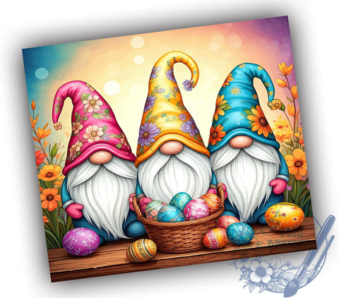 Cute Easter Gnome Egg Basket Tumbler Wrap, Easter Egg Basket Drinkware, 20oz Tumbler Wrap, Sublimation Mug, Spring Decor, Easter Gift, Gnome Lover Gift Sublimation ToriDesigns 