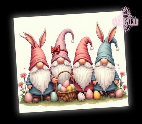 Cute Easter Gnomes 20oz Tumbler Wrap Sublimation Design, Straight Tapered Tumbler Wrap, Gnomes Easter Day Tumbler Png, Instant Digital Download Sublimation SvggirlplusArt 