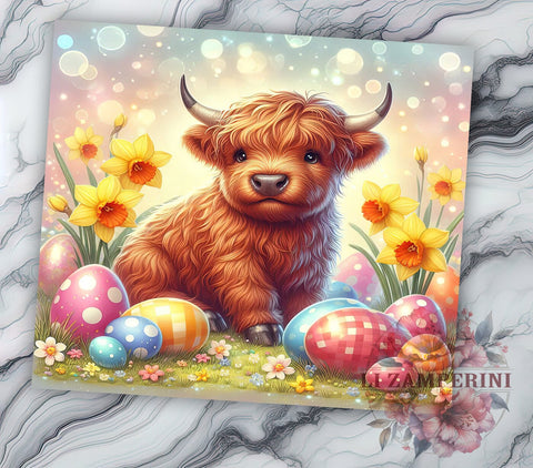 Cute Easter Tumbler, Highland Cow Design, 20oz Tumbler Wrap, Spring Sublimation, Cow Lover Gift, Easter Decor, Personalized Tumbler Sublimation Li Zamperini 