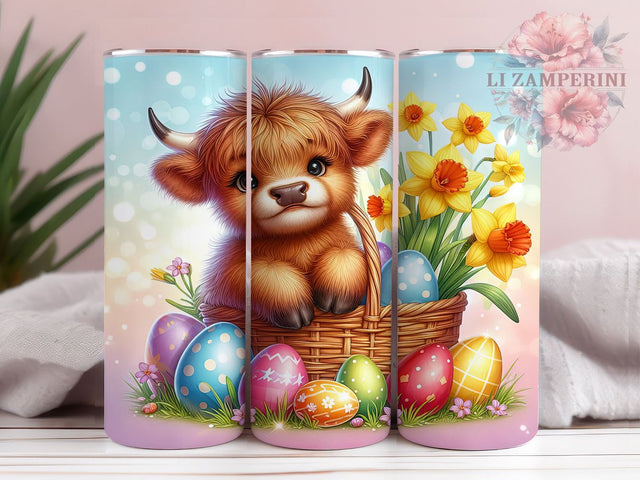 Cute Easter Tumbler, Highland Cow Design, 20oz Tumbler Wrap, Spring Sublimation, Cow Lover Gift, Easter Decor, Personalized Tumbler Sublimation Li Zamperini 