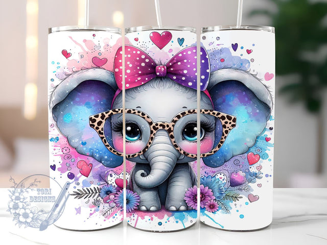 Cute Elephant 20oz Skinny Tumbler, Elephant Tumbler Png, Straight & Tapered Tumbler Wrap, Instant Digital Download Sublimation ToriDesigns 