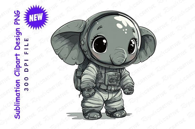 Cute Elephant Astronaut Cartoon Clipart Png Sublimation Regulrcrative 