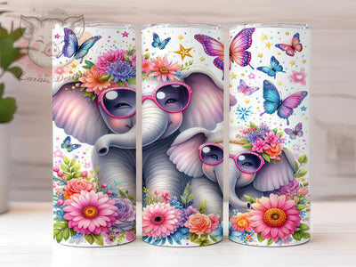 Cute Elephant Butterfly Tumbler Wrap, Elephant Tumbler, Butterfly Design, 20oz Wrap, Sublimation Design, Cute Drinkware, Animal Lover Gift, Nursery Decor Sublimation Lara' s Designs 