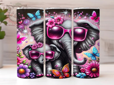 Cute Elephant Butterfly Tumbler Wrap, Elephant Tumbler, Butterfly Design, 20oz Wrap, Sublimation Design, Cute Drinkware, Animal Lover Gift, Nursery Decor Sublimation Lara' s Designs 