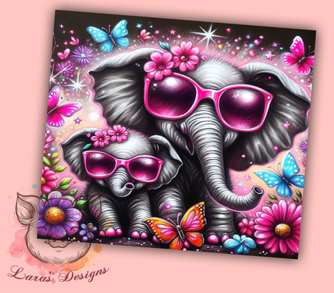 Cute Elephant Butterfly Tumbler Wrap, Elephant Tumbler, Butterfly Design, 20oz Wrap, Sublimation Design, Cute Drinkware, Animal Lover Gift, Nursery Decor Sublimation Lara' s Designs 