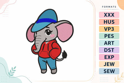 Cute Elephant Embroidery Design - Kawaii Animal Embroidery/Applique DESIGNS sg embroidery 