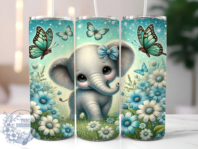 Cute Elephant Glitter Floral Animal Lover Colorful Tumbler Wrap, 20oz Drinkware, Elephant Sublimation, Floral Drinkware, Animal Lover Gifts, Colorful Tumbler Design Sublimation ToriDesigns 