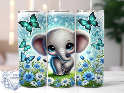 Cute Elephant Glitter Floral Animal Lover Colorful Tumbler Wrap, 20oz Drinkware, Elephant Sublimation, Floral Drinkware, Animal Lover Gifts, Colorful Tumbler Design Sublimation ToriDesigns 