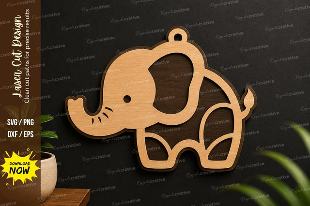 Cute Elephant Ornament laser cut svg File SVG Regulrcrative 