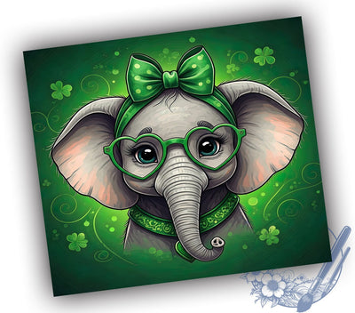 Cute Elephant St. Patrick's 20oz Tumbler, Cute Elephant Tumbler, 20oz Sublimation, Irish Elephant Decor, Shamrock Tumbler, St. Paddy's Day Gift, Adorable St. Patrick's Day Sublimation ToriDesigns 