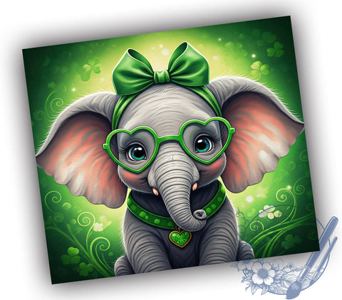 Cute Elephant St. Patrick's 20oz Tumbler, Cute Elephant Tumbler, 20oz Sublimation, Irish Elephant Decor, Shamrock Tumbler, St. Paddy's Day Gift, Adorable St. Patrick's Day Sublimation ToriDesigns 