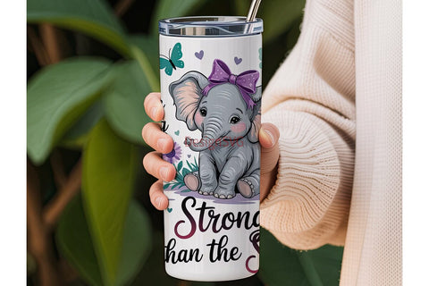 Cute Elephant Sunflower Tumbler Wrap Sublimation DesignSVG 