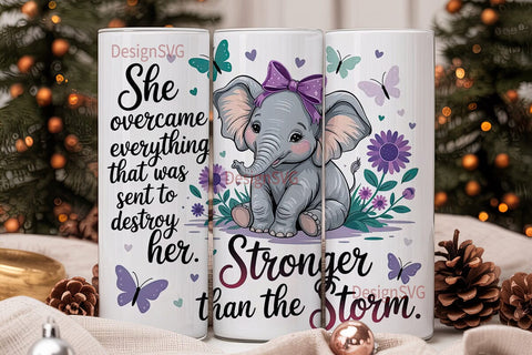 Cute Elephant Sunflower Tumbler Wrap Sublimation DesignSVG 