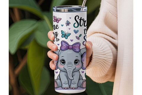 Cute Elephant Sunflower Tumbler Wrap Sublimation DesignSVG 