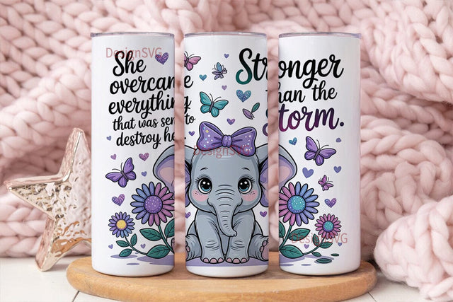 Cute Elephant Sunflower Tumbler Wrap Sublimation DesignSVG 