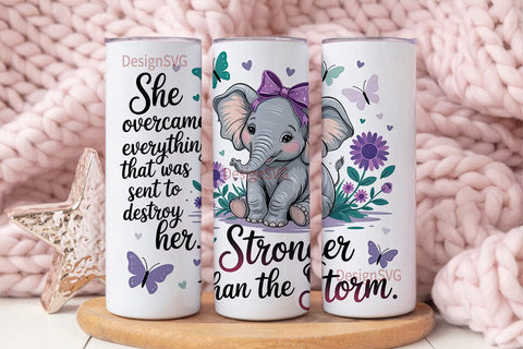 Cute Elephant Sunflower Tumbler Wrap Sublimation DesignSVG 