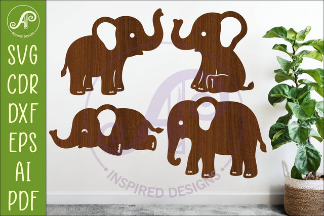 Cute Elephant SVG Laser Cut Files Animal Silhouette 1 SVG APInspireddesigns 