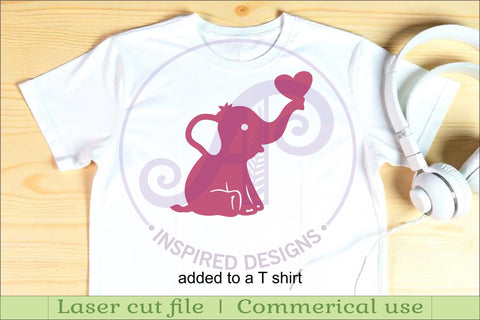 Cute Elephant SVG Laser Cut Files Animal Silhouette 2 SVG APInspireddesigns 