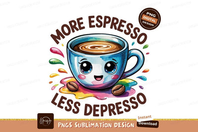 Cute Espresso Illustration Sublimation Png Image Sublimation Designangry 