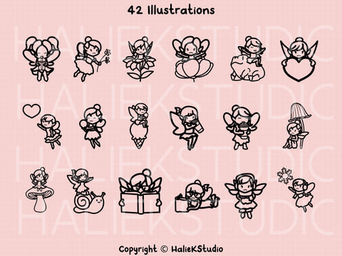 Cute Fairies SVG Set SVG HalieKStudio 