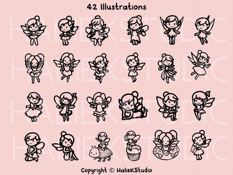 Cute Fairies SVG Set SVG HalieKStudio 