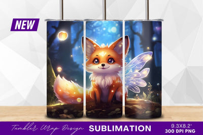 Cute fairy fox in enchanted forest tumbler png Sublimation Regulrcrative 