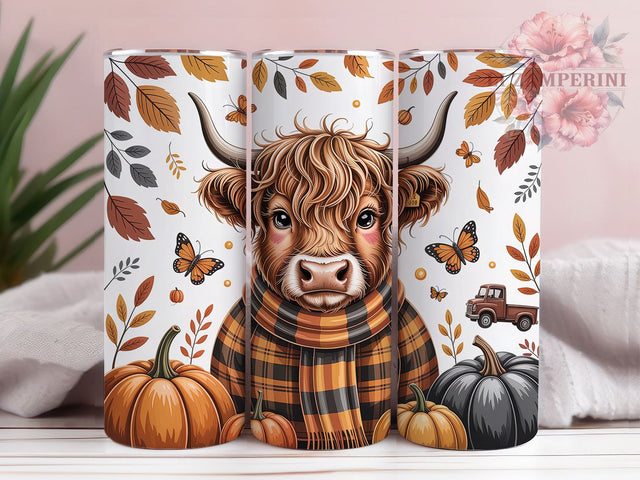 Cute Fall Baby Cow Pumpkin Tumbler, Fall Cow Wrap, Autumn Pumpkin Cup, 20oz Sublimation, Cute Cow Mug, Pumpkin Season Tumbler, Fall Animal Drinkware Sublimation Li Zamperini 
