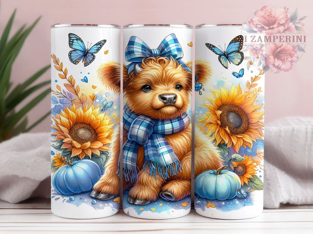 Cute Fall Baby Highland Cow 20oz Tumbler Wrap, Baby Cow Mug, Autumn Farm Cup, Rustic Country Wrap, Cute Cow Lover Gift, Pumpkin Patch Design, Sublimation Tumbler Wrap Sublimation Li Zamperini 