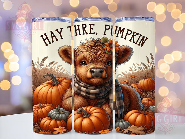Cute Fall Baby Highland Cow Autumn Pumpkin 20oz Tumbler Wrap Sublimation Design, Straight Tapered Tumbler Wrap, Fall Cow Tumbler Png, Instant Digital Download Sublimation SvggirlplusArt 