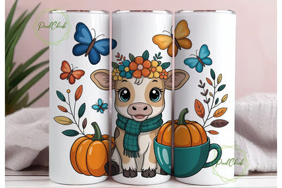 Cute Fall Calf 20oz Tumbler Wrap Sublimation PixelChick 