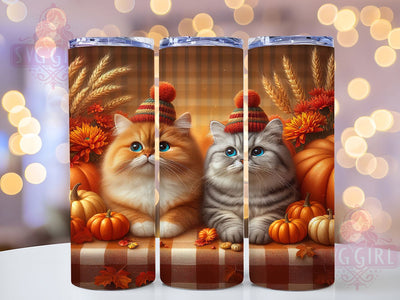 Cute Fall Cat Pumpkin Tumbler, Autumn Pumpkin Wrap, Thanksgiving Harvest Design, 20oz Sublimation Wrap, Seasonal Cat Drinkware, Rustic Fall Tumbler, Cozy Autumn Wrap Sublimation SvggirlplusArt 