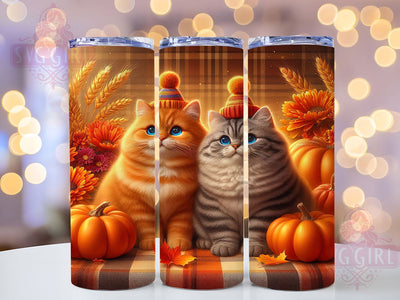 Cute Fall Cat Pumpkin Tumbler, Autumn Pumpkin Wrap, Thanksgiving Harvest Design, 20oz Sublimation Wrap, Seasonal Cat Drinkware, Rustic Fall Tumbler, Cozy Autumn Wrap Sublimation SvggirlplusArt 
