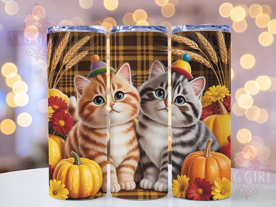 Cute Fall Cat Pumpkin Tumbler, Autumn Pumpkin Wrap, Thanksgiving Harvest Design, 20oz Sublimation Wrap, Seasonal Cat Drinkware, Rustic Fall Tumbler, Cozy Autumn Wrap Sublimation SvggirlplusArt 