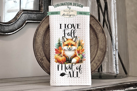 Cute Fall Foxes | Autumn Kitchen Towel Sublimation Designs Sublimation Ewe-N-Me Designs 