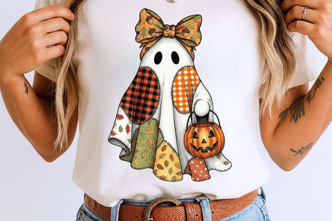 Cute Fall Ghost PNG| Girly Halloween Sublimation Png. Sublimation CosmosFineArt 