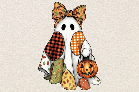 Cute Fall Ghost PNG| Girly Halloween Sublimation Png. Sublimation CosmosFineArt 