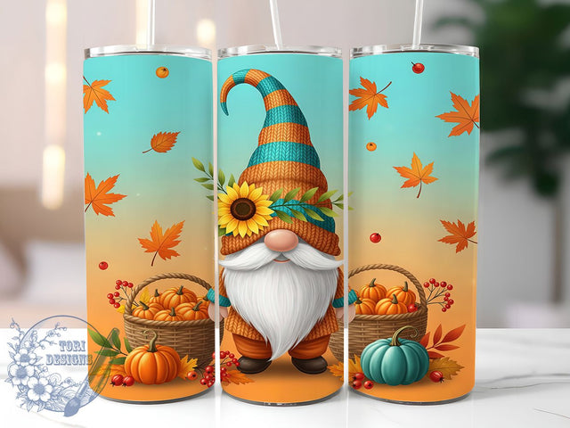 Cute Fall Gnome Autumn Leaves Tumbler, Autumn Gnome Wrap, 20oz Sublimation, Cute Gnome Mug, Fall Tumbler Design, Thanksgiving Gnome Cup, Autumn Leaves Tumbler Sublimation ToriDesigns 