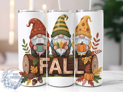 Cute Fall Gnomes Autumn Leaves Tumbler, Autumn Gnome Wrap, 20oz Sublimation, Cute Gnome Mug, Fall Tumbler Design, Autumn Leaves Tumbler, Thanksgiving Gnome Wrap Sublimation ToriDesigns 