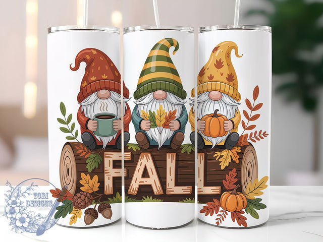 Cute Fall Gnomes Autumn Leaves Tumbler, Autumn Gnome Wrap, 20oz Sublimation, Cute Gnome Mug, Fall Tumbler Design, Autumn Leaves Tumbler, Thanksgiving Gnome Wrap Sublimation ToriDesigns 